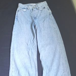 Primark High Waist Light Wash Wide Leg Jeans